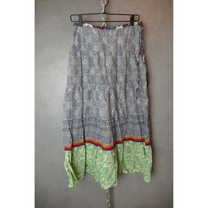Sundance Women's Skirt Size 6 Block Print Tiered Boho Colorful Cotton‎
